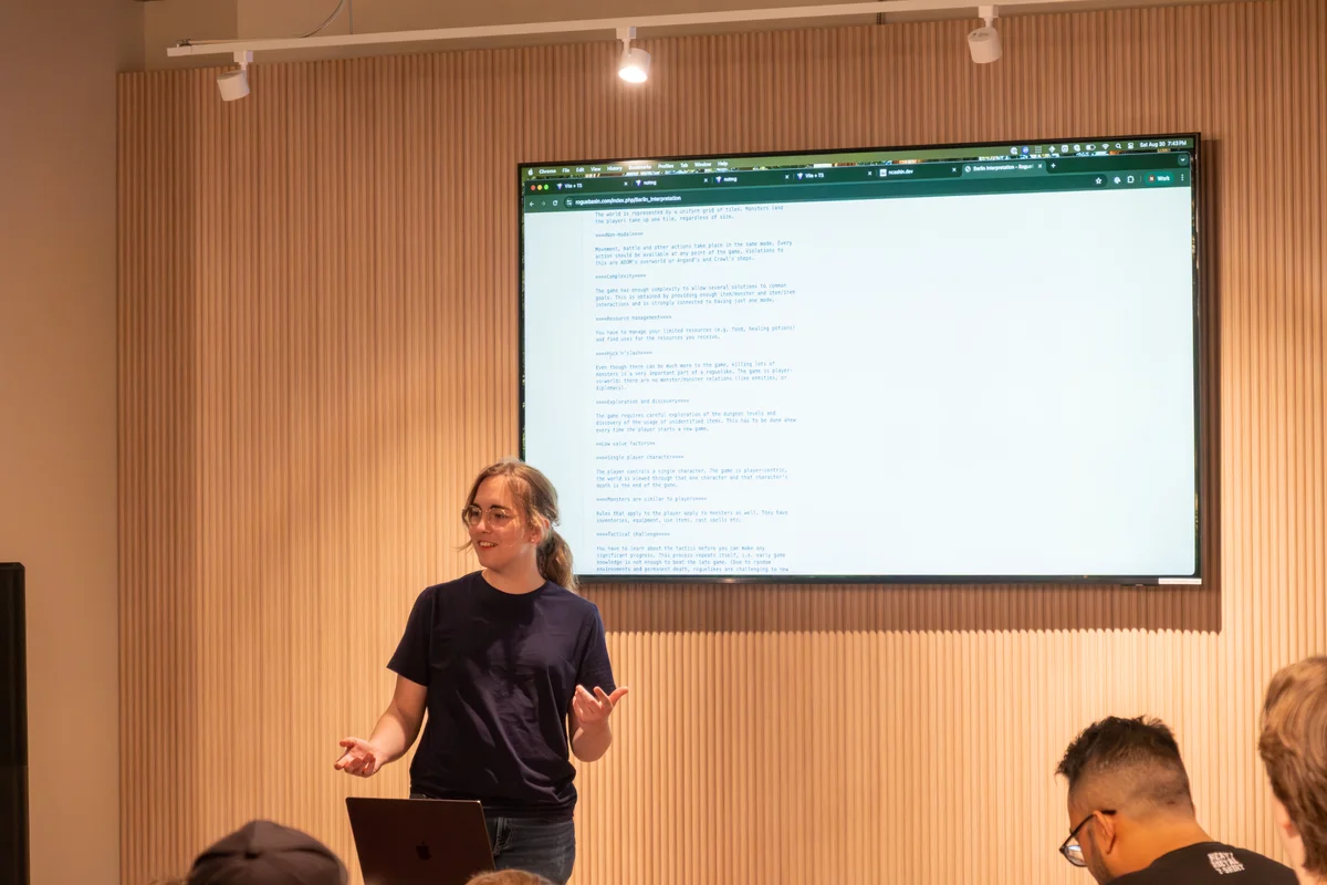 Photo of a presentation at Demo Night